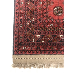 Persian style red ground rug,  patterned field, repeating border, 135cm x 86cm