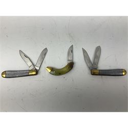 Nine pocket knives including two Ravi folding knives, Richards of Sheffield single blade folding knife etc