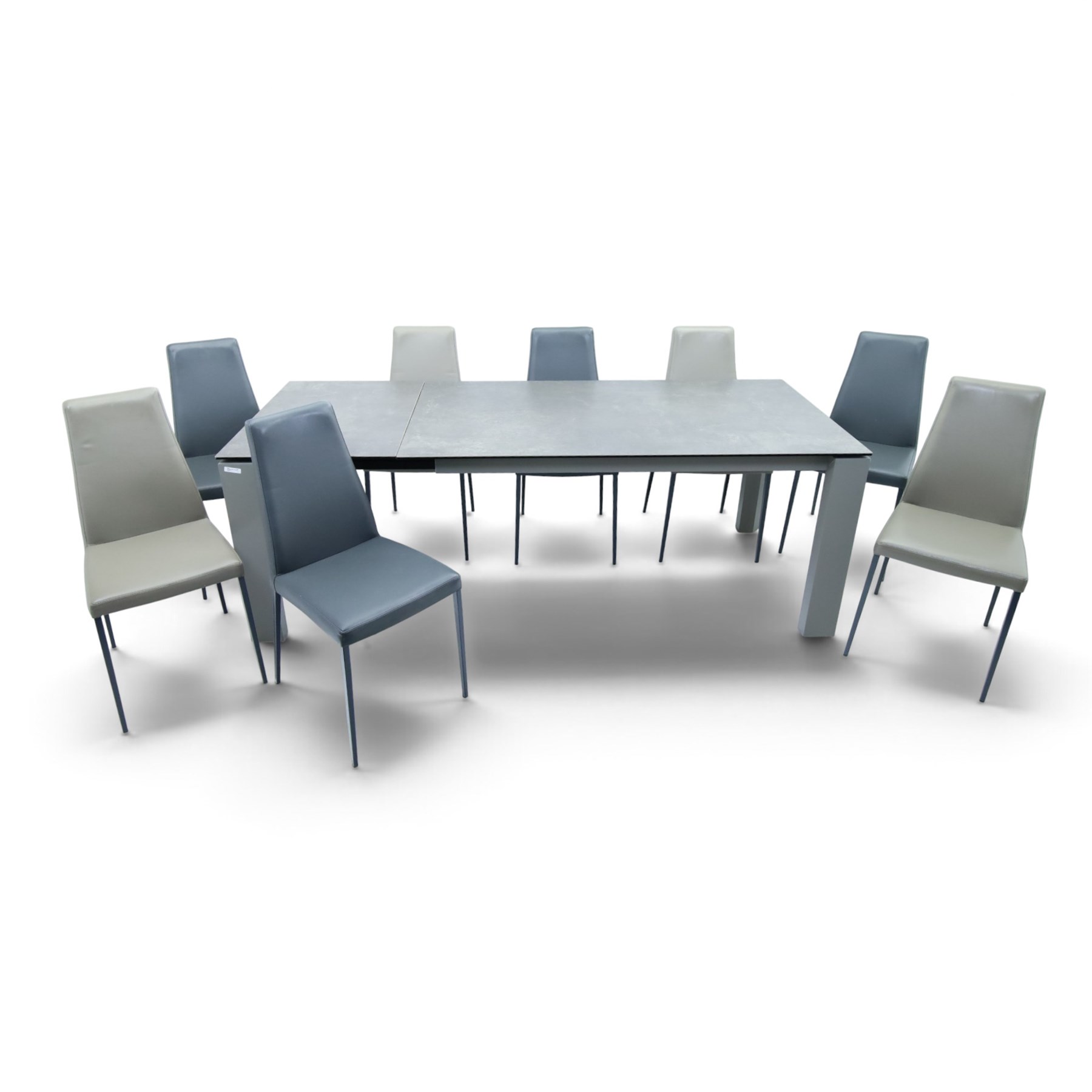 Calligaris - 'Omnia' extending dining table with ceramic top, with set eight 'Aida' dining chairs