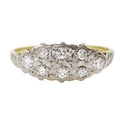 18ct gold two row old cut diamond ring