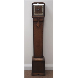  1930s oak cased granddaughter clock with electric movement, H138cm  