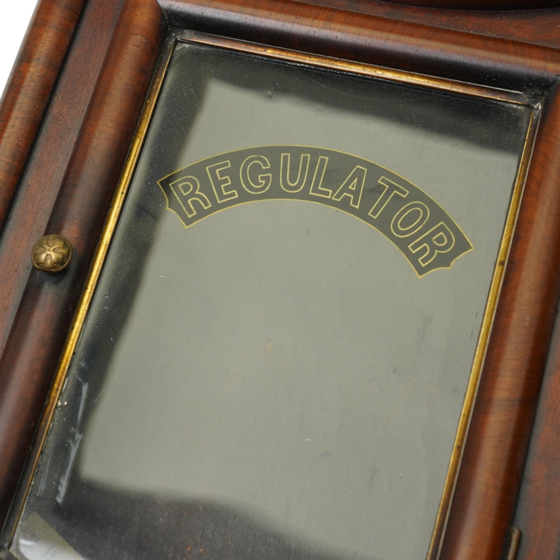 American-early 20th century drop dial wall clock with a 20th century quartz wall clock and small aneroid barometer.  