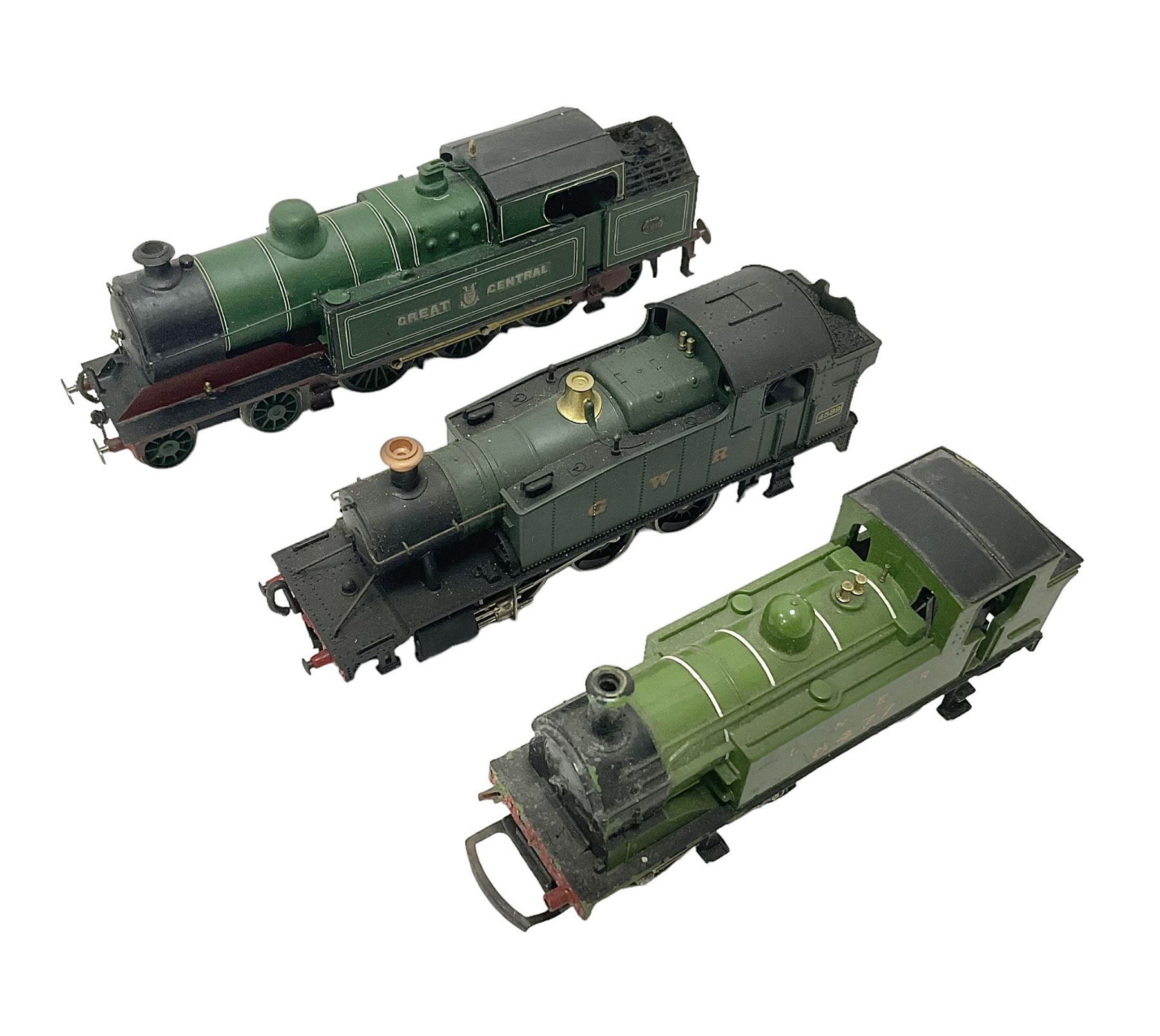 ‘00’ gauge - three kit built locomotives comprising Class J83 0-6-0T no.8477 finished in LNER green; GWR Class 4575 2-6-2T no.4589 finished in GWR green; GCR Class 9N/A5 4-6-2T no.169 finished in GCR green (3) 
