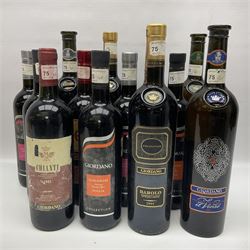 Mixed wine, including Marche 2004, Sangiovese, Puglia 2004 Sangiovese, Giordano 2004, Barolo, Chianti 2005, etc, various contents and proof (16)