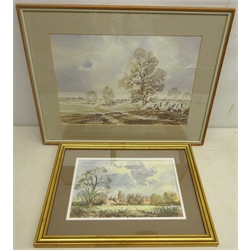  'Meadow Near Smarden', watercolour signed by Robert Luckhurst (British Contemporary) and 'Vale of York', 20th century watercolour signed B Brook?, titled verso, max 27cm x 39cm  
