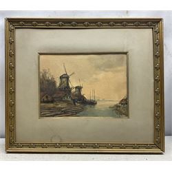 Adriaan Christiaan Willem Terhell (Dutch 1863-1949): Canal Scenes, pair watercolours signed, in matching frames 26cm x 36cm (2)