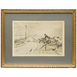 Tom Carr (British 1912-1977): 'Across the Road', limited edition coloured etching signed titled and numbered 67/75 in pencil 25.5cm x 37.5cm; Henry Wilkinson (British 1921-2011): Spaniels Flushing a Woodcock, limited edition coloured etching signed and dated 73/75 in pencil 20cm x 29cm (2)