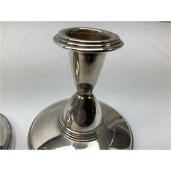 Pair of 1960's silver dwarf candlesticks, with weighted bases, hallmarked Adie Brothers Ltd, Birmingham 1960