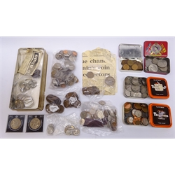  Collection of Queen Victoria and later coins including five Queen Victoria crowns dated 1890, 1892, 1893, 1896 and 1897, various other pre 1920 silver coins, small number of pre 1947 silver coins, Queen Victoria 1853 penny, pre-decimal coins including pennies etc, in one box  