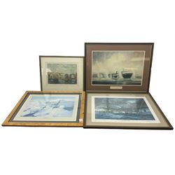 Two framed aviation prints Lets Call it a Day and Duel of Eagles, together with two other prints