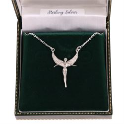 Silver guardian angel pendant necklace, boxed
