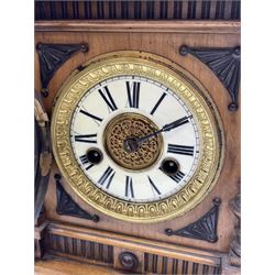 Late 19th century walnut cased  'Greenwich Clock' by W.E. Watts of Nottingham, No.13731, twin train movement striking the hours on coil