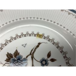 Royal Doulton Old Colony pattern dinner service for six, comprising dinner plates, side plates, soup bowls, dessert plates, two covered dishes, sauce boat with dish and serving platter (30)