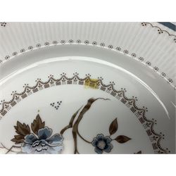Royal Doulton Old Colony pattern dinner service for six, comprising dinner plates, side plates, soup bowls, dessert plates, two covered dishes, sauce boat with dish and serving platter (30)