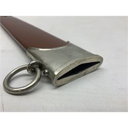 WW2 German SA dagger the 22cm double edged steel blade by G. Felix Gloriawerk Solingen inscribed 'Alles Fur Deutschland', the cross-piece impressed with the SA Gruppen mark Nm verso for Nordmark, wooden grip inset with eagle and SA emblem; in brown painted scabbard with nickel mounts L37cm overall