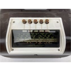 1950s Bush Type DAC 90A valve radio in cream Bakelite case, H23cm W29cm D19cm, together with Bush Type DAC 10 radio in brown Bakelite case