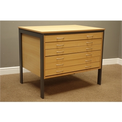  Light wood finish office plan chest, W101cm, H83cm, D70cm  