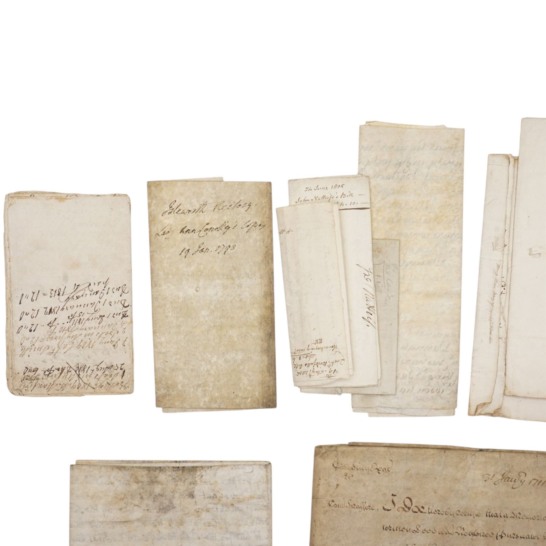 18th century Indenture between Thomas Hyde and Tobias Hodgson of London, framed 37cm x 48cm, 18th century Admission of Rt. Hon. Lady Ann Conolly, the Manor of Isleworth, July 1791, Queen Anne indenture and various others