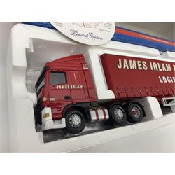 Corgi - three limited edition Hauliers of Renown lorries; CC13231 DAF XF Curtainside James Irlam & Sons Ltd; CC13420 MAN TGA Curtainside Woody's Express; and CC13603 DAF CF Curtainside Tyson H. H. Burridge Ltd; all boxed (3)