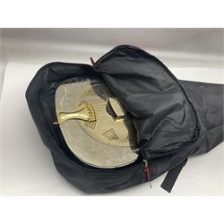 Ozark Dobro chromium plated on brass National style resonator guitar with foliate engraving L98cm; in Ritter soft carrying case