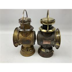 Pair of Lucas King of the road motor lamps, H30cm