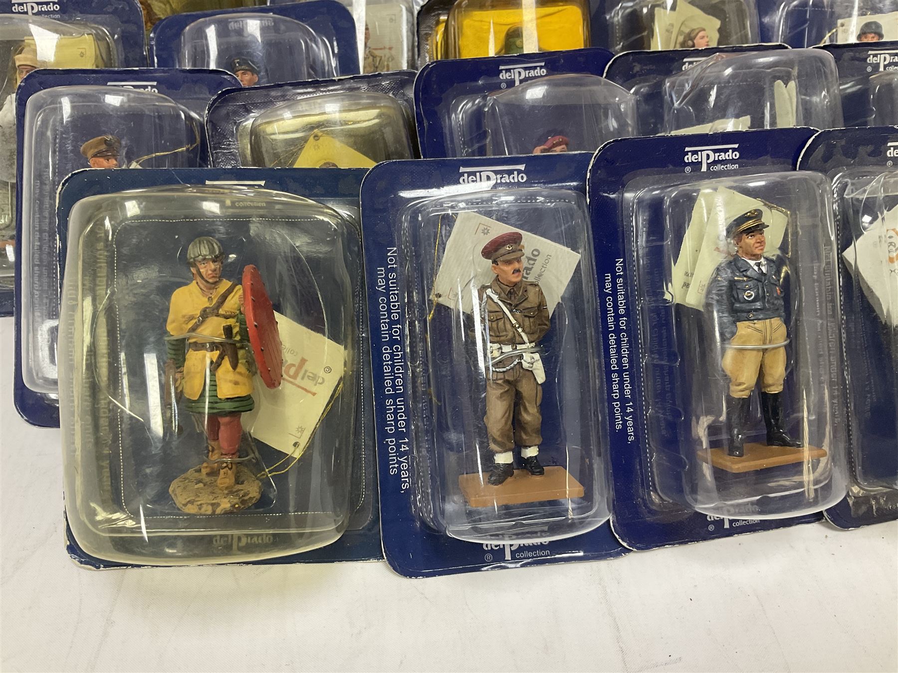 Thirty-four Del Prado metal soldiers from periodical issues for WW2, Napoleonic War etc; all in unopened blister packs; and seven similar DeAgostini boxed soldier figures (41)