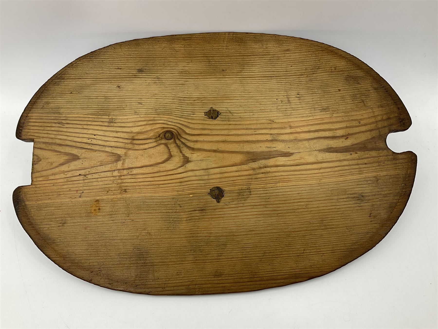 19th century Scandinavian Svepask / Tine box, the pine oval form body with notched posts and conforming lid decorated with Folk Art style pokerwork decoration and single carry handle, L38cm
