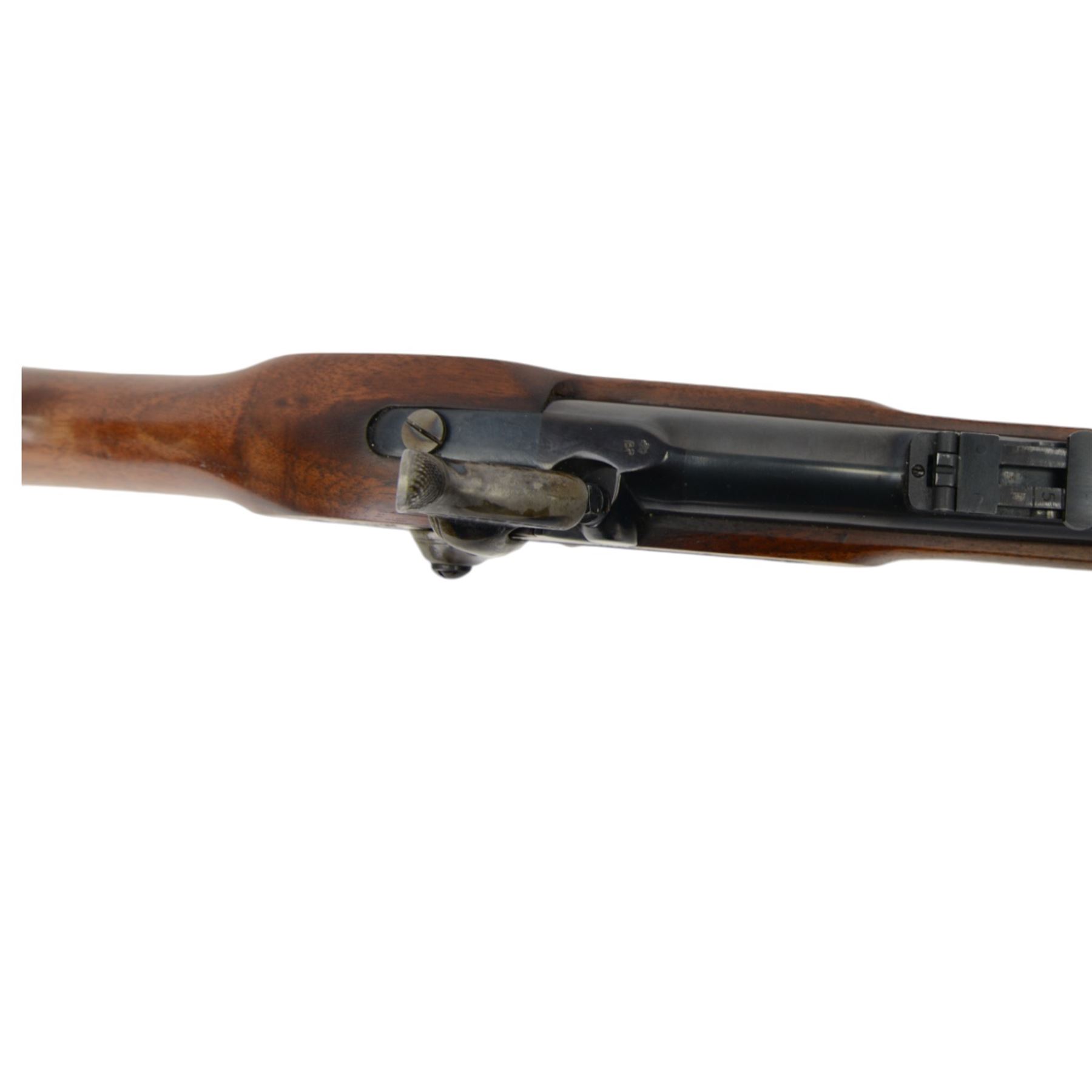 SECTION 1 FIREARMS CERTIFICATE REQUIRED - Parker Hale reproduction 1853 Enfield muzzle loading rifle, the 99cm barrel marked Parker-Hale Ltd, Birmingham England, fitted with ladder sight, secured by three bands, the lock plate marked Enfield 1853, with crowned PH, full stock with ramrod under, overall L140cm, serial no.6567 
