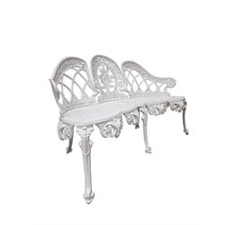 Victorian design white painted cast aluminium two seat garden bench - THIS LOT IS TO BE COLLECTED BY APPOINTMENT FROM DUGGLEBY STORAGE, GREAT HILL, EASTFIELD, SCARBOROUGH, YO11 3TX