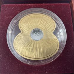 Queen Elizabeth II Bailiwick of Jersey 2012 'British Isles Poppy' gold proof five pound coin, 28 grams of 22 carat gold, cased with CPM certificate