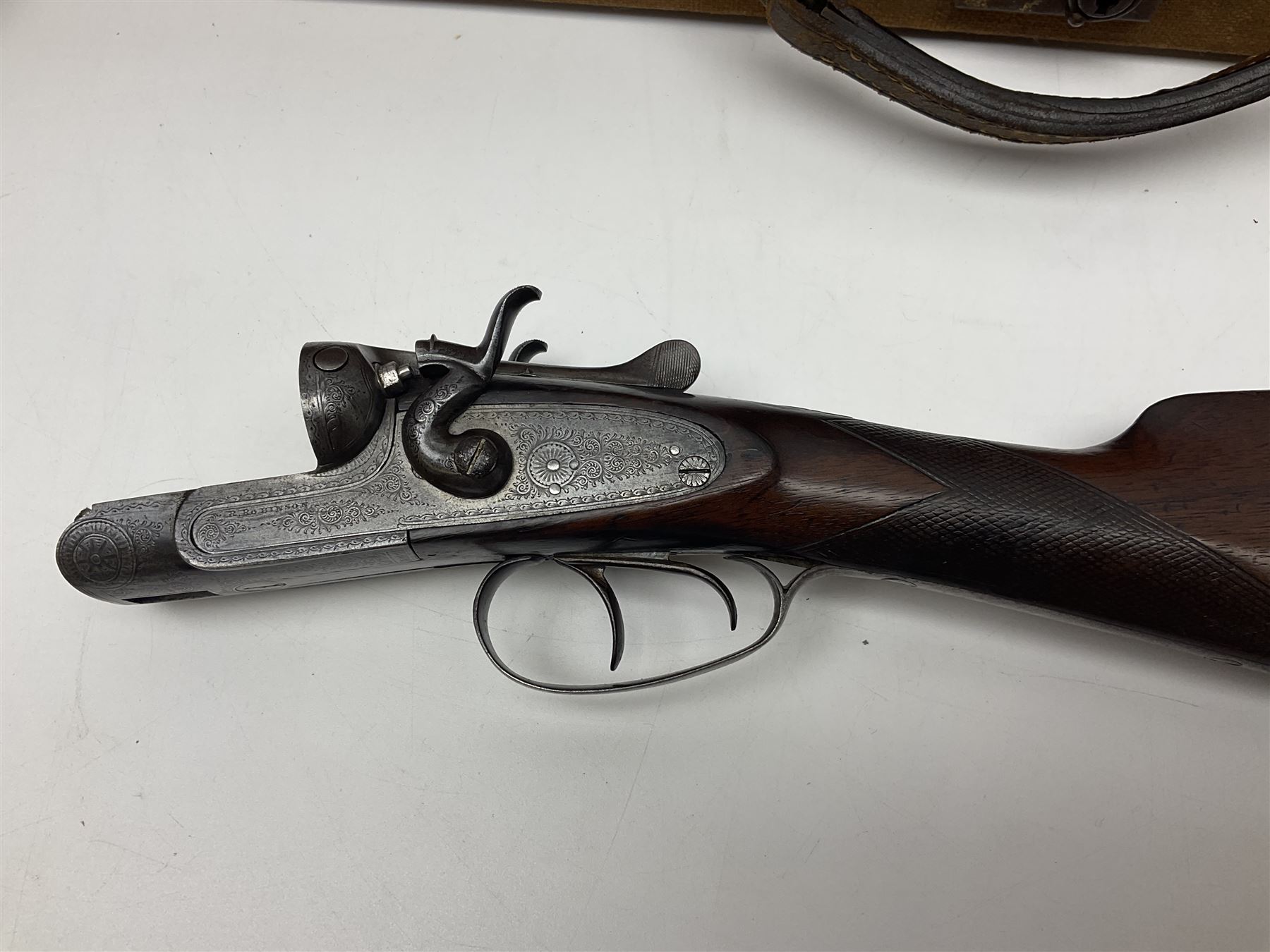 SHOTGUN CERTIFICATE REQUIRED - Late 19th century R. Robinson of Hull 12-bore side-by-side double barrel hammer shotgun; with 76cm(30
