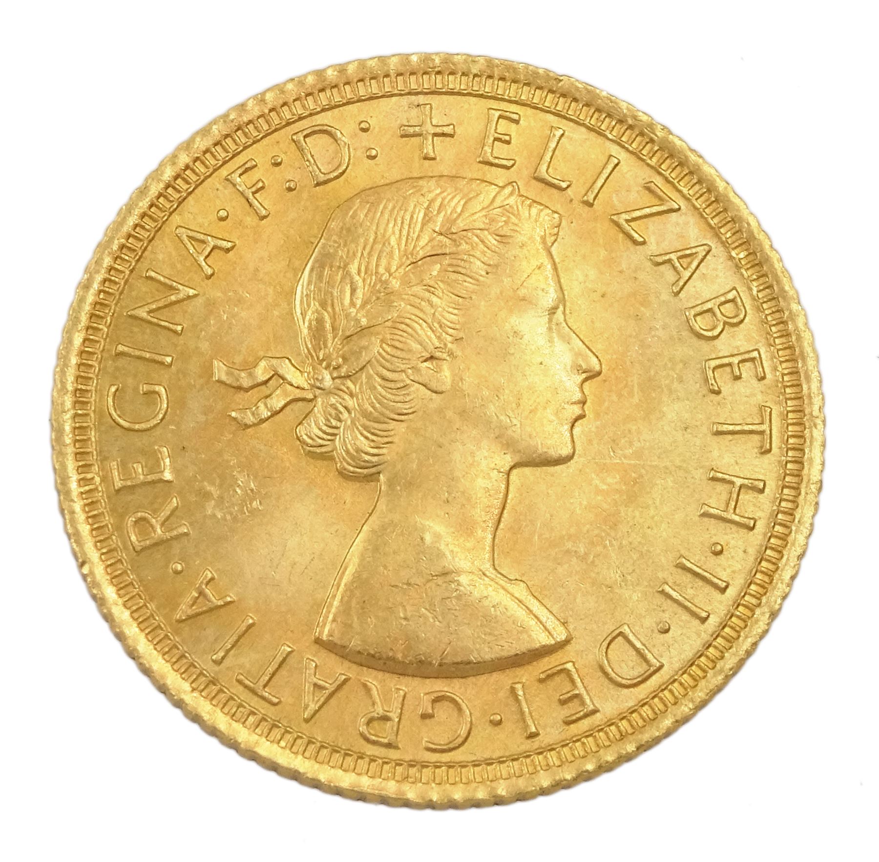 Queen Elizabeth II 1965 gold full sovereign coin 