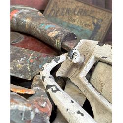 Three boxes of mixed vintage hardware and accessories, to include early 20th century gilt brass beehive curtain pole finials, curtain pole rings, door handles, escutcheons, letter box door knockers, Victorian glass drawer pulls etc.  - COLLECTION BY APPOINTMENT FROM: The White House, Thirsk Road, Easingwold, York, YO61 3NF - CALL 01723 507111 TO ARRANGE