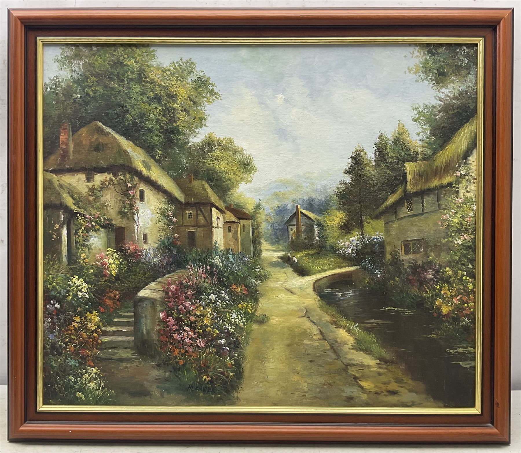 H Berner (20th century): Cottages in Spring, oil on canvas board signed, together with a similar landscape oil on canvas 50cm x 60cm (2)