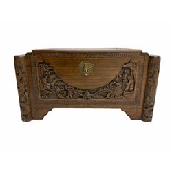 Late 20th century carved camphorwood chest