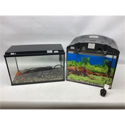 Two fish aquariums, comprising Interpet Aquapod LED starter kit 45l and PAH Fishbox 48l, with various accessories, tallest H40cm