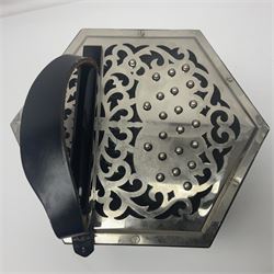 Hohner International Anglo Concertina D40/80/6LT, of hexagonal form with forty-one buttons on pierced foliate metal ends and seven-fold bellows W19.5cm