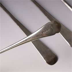 Pair of silver salad servers Sheffield 1905 Maker Walker & Hall, and another pair Sheffield 1915 Maker Atkin Bros