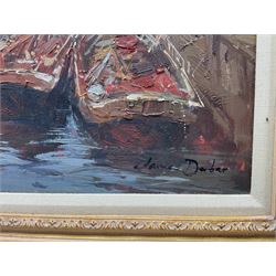 James Derbar (Continental 20th Century): 'Rotterdam Old Harbour', oil on canvas signed, titled verso 60cm x 90cm