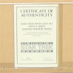 Ten Star Trek prints, including limited edition prints by James Cukr, 20th Anniversary lithograph, Dynamic Forces lithographs, signed Women of Star Trek print, all framed, etc largest 112cm x 83cm
