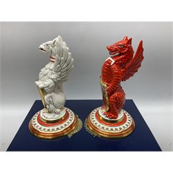 Pair of Minton Royal Wedding heraldic beasts for Mulberry Hall, 105/250 limited edition with box, H16cm