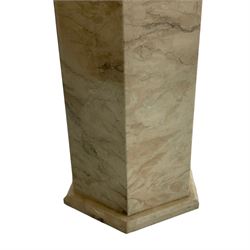 Classical design marble dining or centre table, circular top raised on hexagonal pedestal base