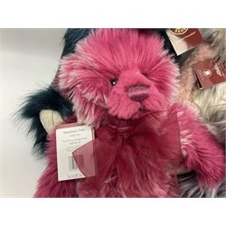 Six Charlie Bears, comprising limited edition Charlie Birthday Bear 2018 CB181946A, designed by Isabelle Lee, limited to 2000, Sharon CB181822B, Muffin CB191943B, and Raspberry Trifle CB631404, each designed by Isabelle Lee, Roman CB191807O, designed by Heather Lyell, and Angelica CB206018O, all with tags