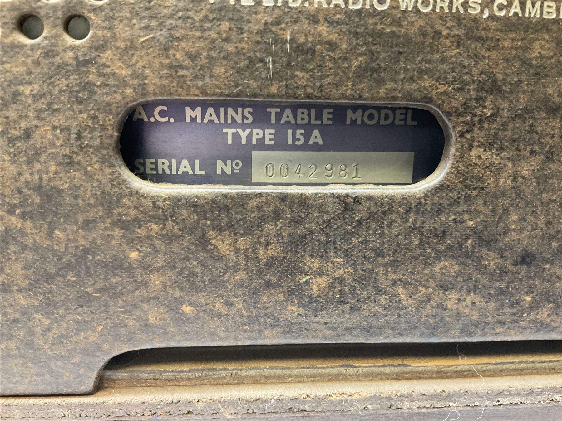 1950s Pye Type PE80 Cambridge International radio, W58cm H43cm D27cm, together with 1952 Pye Type P45 valve radio and 1940s Pye Type 15A radio (3)