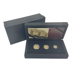 Queen Elizabeth II Alderney 2020 'Unknown Warrior 100th Anniversary Gold Sovereign Prestige Set' comprising full sovereign, half sovereign and quarter sovereign, cased with certificate 