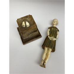 Demetre Chiparus (1886-1947): Innocence, a gilt bronze and ivory figure, circa 1925, standing in contemplative post with hands clasped, upon onyx plinth, signed to base, H24.4cm