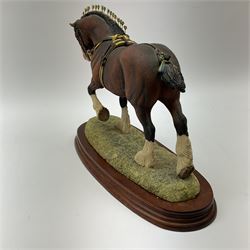 Border Fine Arts Shire/heavy horse, limited edition 382 of 950 modelled by Anne Wall, with plinth, H24.5cm. 