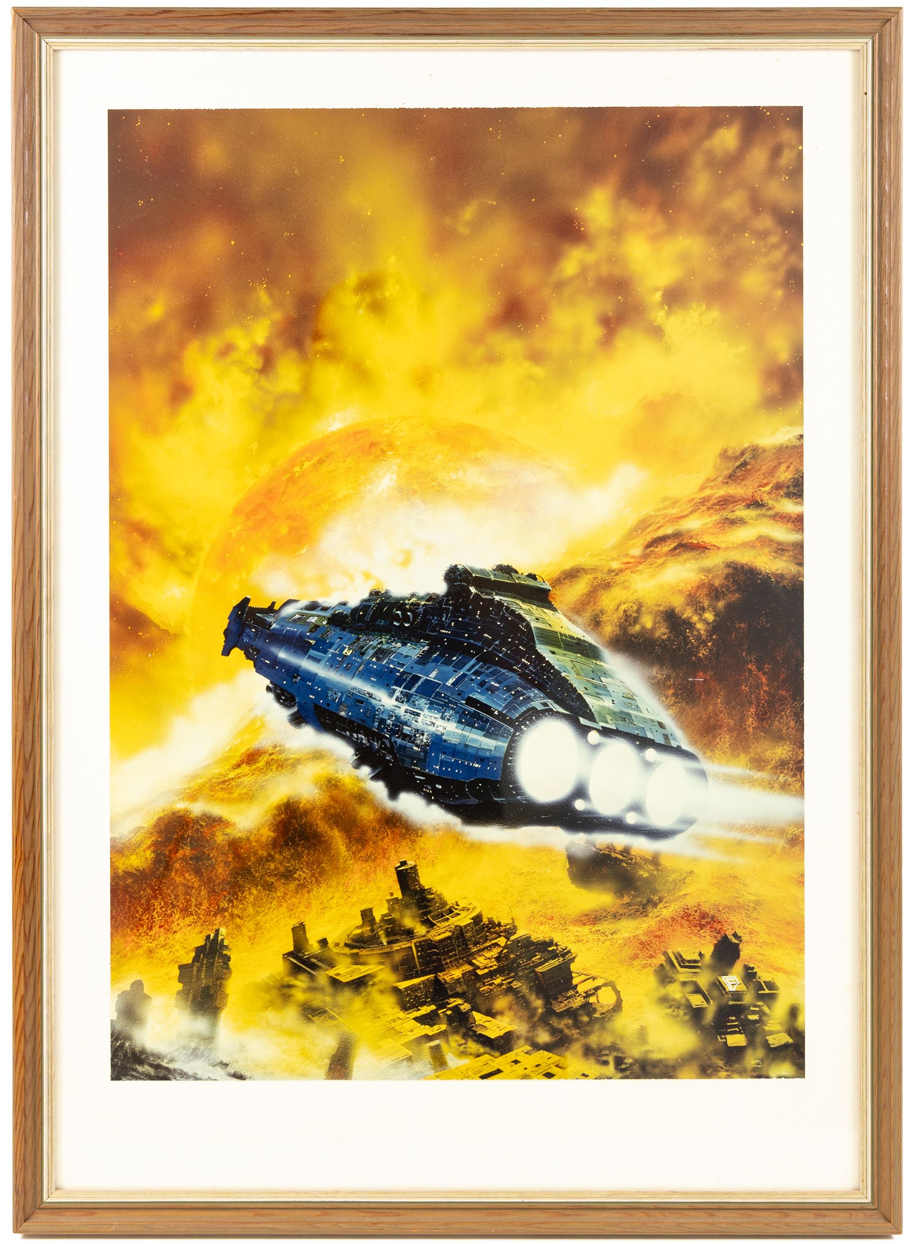 Chris Foss (British 1946-): Cover art for the 1990s reissue of Arthur C Clarke novel 'The Sentinel', print, 58x42cm

Notes: This item is from the private collection of Arthur C. Clarke's brother.