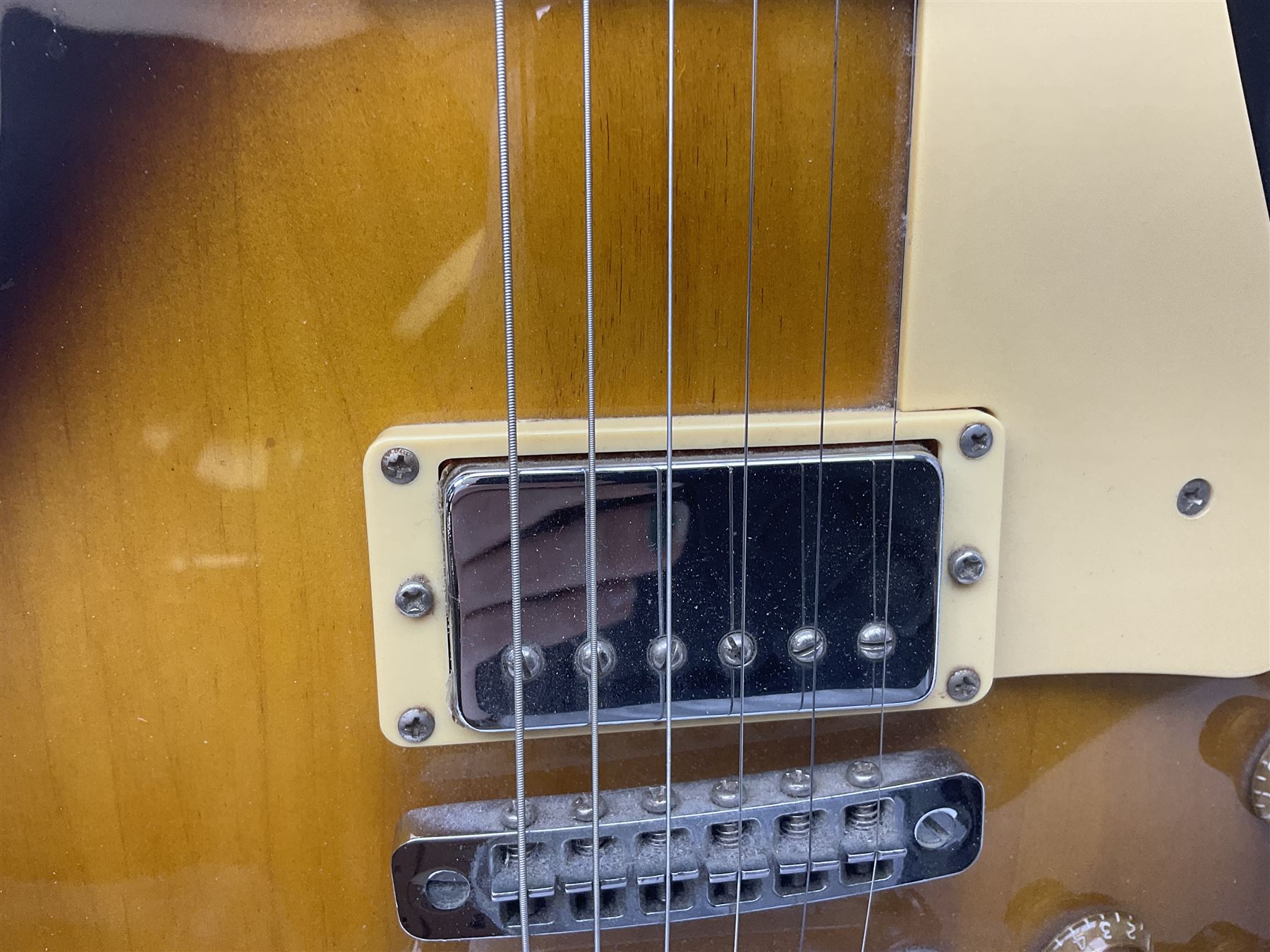 Aria Les Paul style electric guitar, no.037704CH L102cm; with amplifier, soft carrying case and stand; together with various guitar songbooks etc