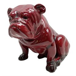 Royal Doulton Flambe figure of a Bulldog, modelled seated, model no 135, with printed maker's mark and K and impressed 135 beneath, H13.5cm